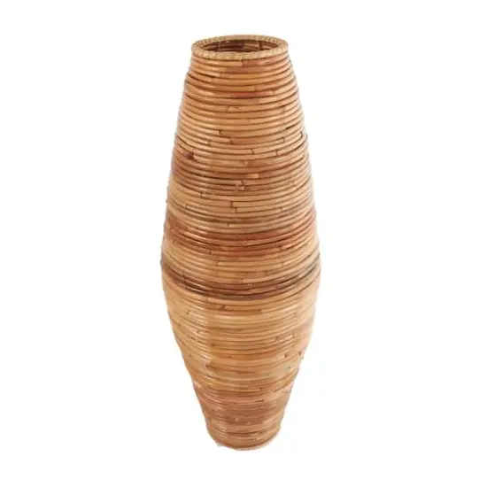37" Brown Rattan Handmade Tall Wrapped Vase {3}