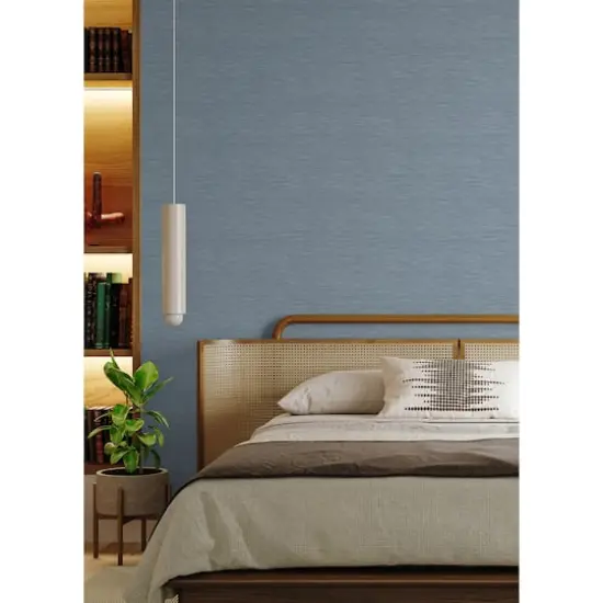 RoomMates Mr. Kate Stella Grasscloth Peel & Stick Wallpaper Dusty Blue {4}