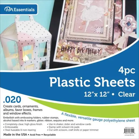 PA Paper™ Accents Clear 12" x 12" .020" Plastic Sheet, 4 Sheets {1}