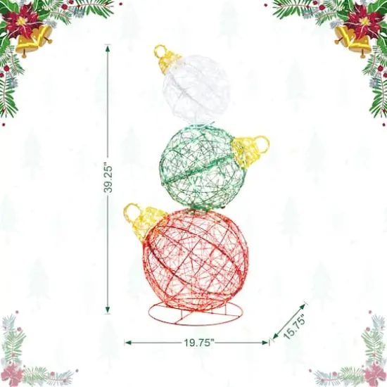 Glitzhome&reg; 3ft. Lighted Christmas 3D Stacked Ornaments Outdoor D&eacute;cor {8}