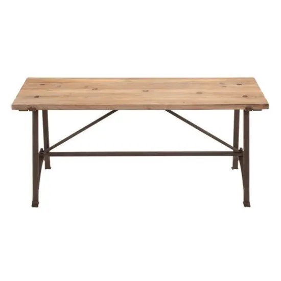 3.5ft. Beige Chinese Fir and Metal Industrial Bench {1}