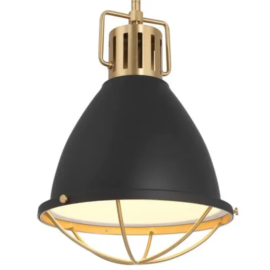 Hello Honey&reg; Kent Industrial Oversized Caged Metal Ceiling Light Black/Gold {9}