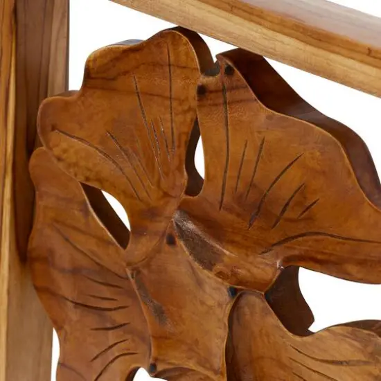 Set of 3 Brown Teak Wood Contemporary Style Wall Decor 14", 14", 15" {4}