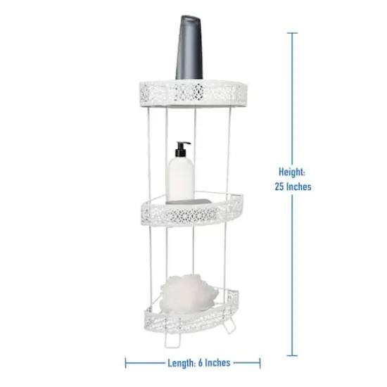 Elle D&eacute;cor Dentelle White 3 Tier Corner Spa Tower {5}