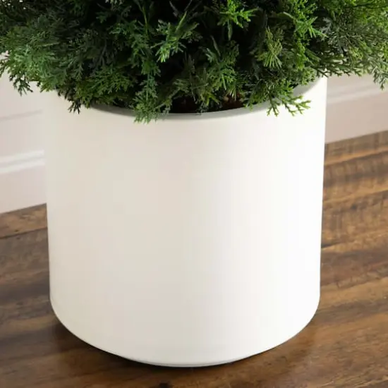 3ft. UV-Resistant Cedar Tree in White Planter {8}