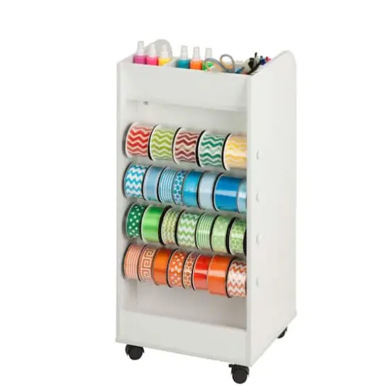 Honey Can Do 3-Drawer White Rolling Craft Cart with Drawers & Compartments {3}