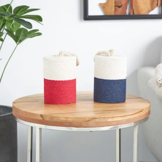 Cream Cotton Buoy Coiled Colorblock Sculpture Set {3}