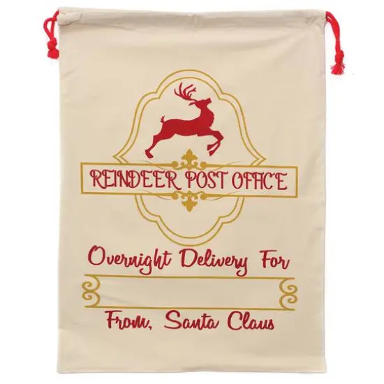 Personality Case&trade; 19" x 26" Reindeer Post Cotton Christmas Drawstring Bag {1}