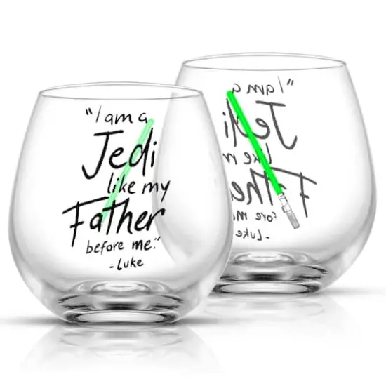 JoyJolt&reg; Star Wars&trade; 15oz. New Hope Luke Skywalker Green Lightsaber Stemless Drinking Glass, 2ct. {1}