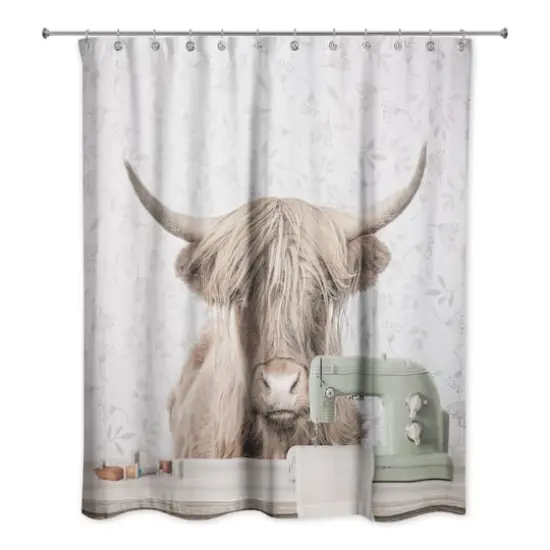 Cow at Desk Sewing 71" x 74" Shower Curtain {3}