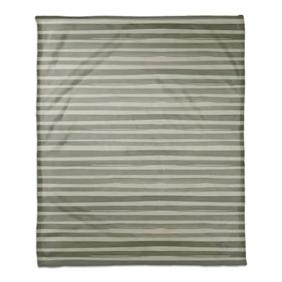 Watercolor Stripes Coral Fleece Blanket Green {1}