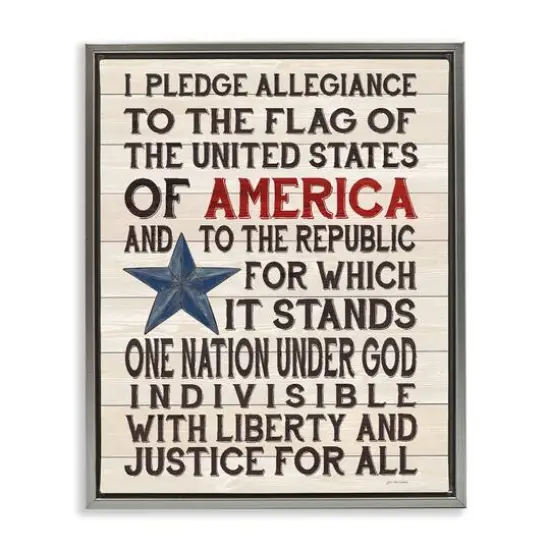Stupell Industries Pledge of Allegiance Patriotic Floater Framed Art Gray {1}