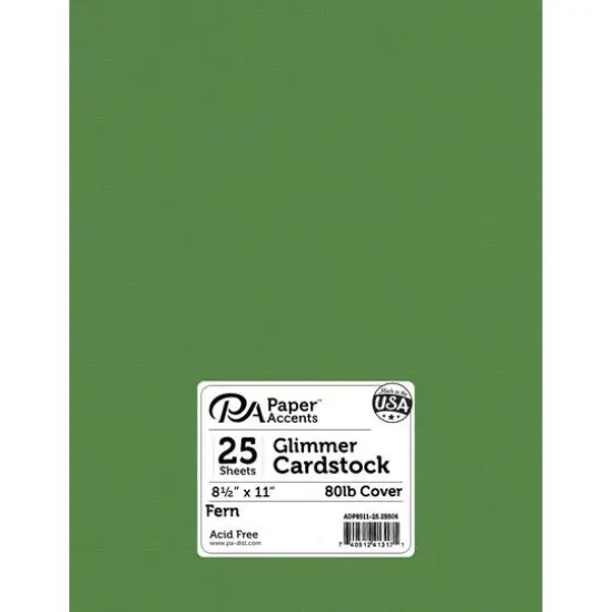 PA Paper™ Accents Glimmer 8.5" x 11" Cardstock, 25 Sheets Fern {1}
