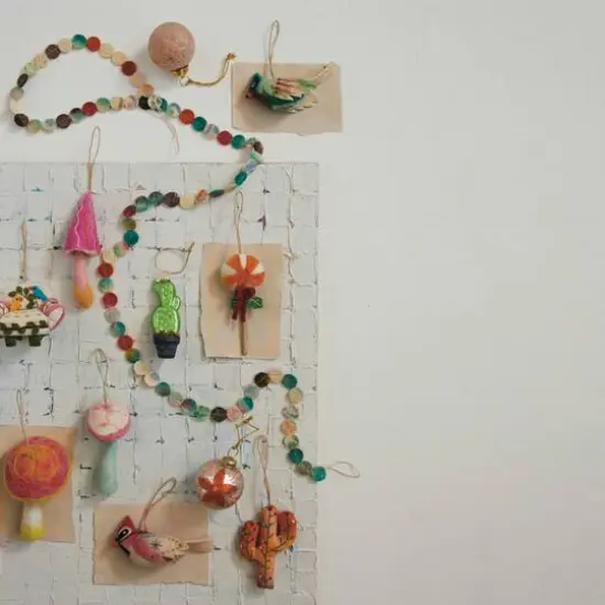 Hello Honey&reg; 6 Pack 7.5" Handmade Wool Felt Mushroom Ornaments {3}