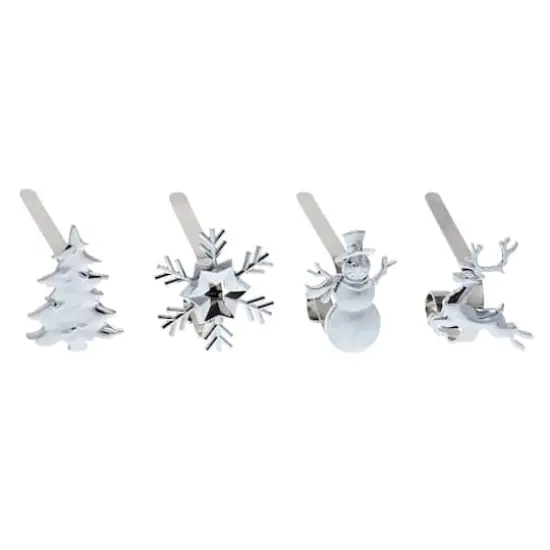 Original MantleClip&reg; Silver Assorted Holiday Icons Stocking Holders, 4ct. {1}