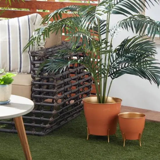 Orange Metal Farmhouse Planter Set, 9" & 12" {7}