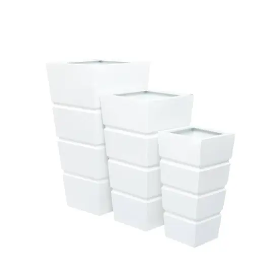 White Modern Planter, Set of 3" 13", 10", 15" {3}