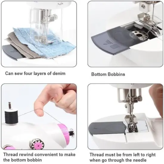 NEX&trade; Cute Pink Dual Speed Full-Range Sewing Machine with Bobbins & Sewing Thread {4}