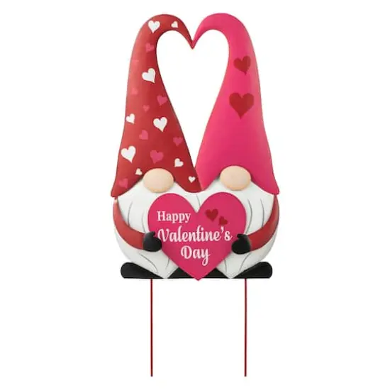 Glitzhome&reg; 30" Valentine's Metal Gnome Couple Yard Stake {1}
