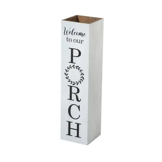 Glitzhome&reg; 30" Double Sided Solid White Boxed Welcome Porch Sign {7}