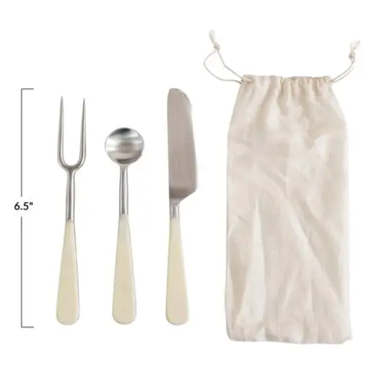 Hello Honey&reg; White Handled Stainless Steel Appetizer Utensil Set {3}