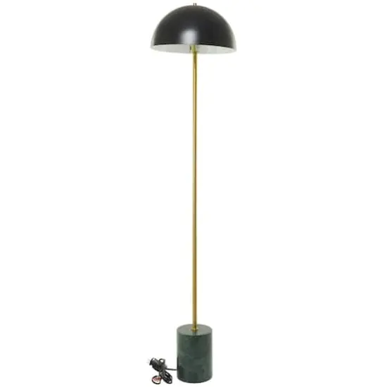 Black Metal Umbrella Style Floor Lamp with Marble Base 14" x 14" x 62" {3}