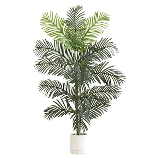 6ft. Artificial Paradise Palm with White Decorative Planter {1}