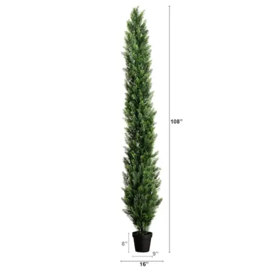 9ft. Potted Green UV Resistant Artificial Cedar Pine Tree {3}