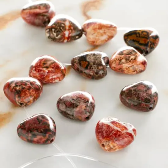 Leopard Jasper Heart Beads by Bead Landing&trade;, 12mm {3}