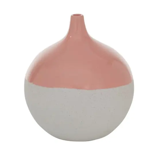 Pink Ceramic Modern Vase, 10" x 9" x 9" {1}
