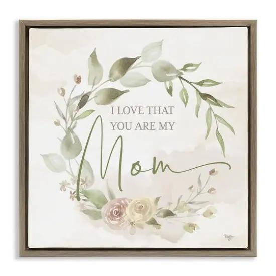 Stupell Industries Mother's Day Rose Wreath Floater Framed Art Brown {1}