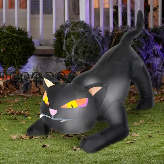 2.5ft. Airblown&reg; Inflatable Halloween Black Cat with Tail Up {3}