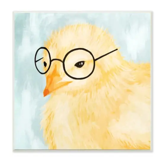Stupell Industries Easter Chick Yellow Bird Black Glasses Animal Portrait Wall Plaque Art {1}