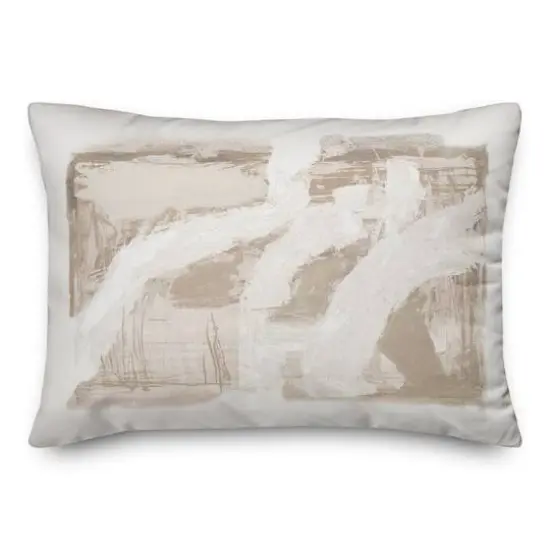 Cream Painterly Abstract Indoor/Outdoor Pillow {1}