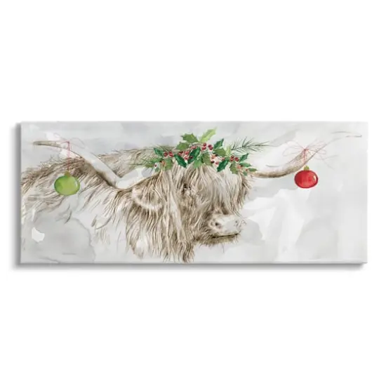 Stupell Industries Cattle with Christmas Ornaments Canvas Wall Art {1}