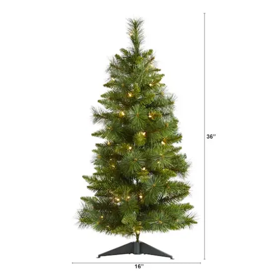 3ft. Pre-Lit New Haven Pine Artificial Christmas Tree, Warm White LED Lights {3}