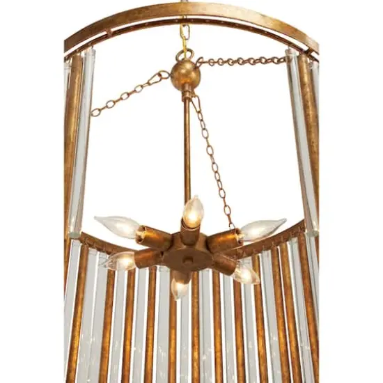 Gold Iron Glam Drum Chandelier, 25" x 22" x 22" {6}
