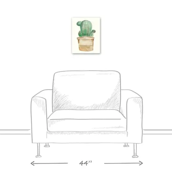 Little Potted Cactus 11" x 14" Canvas Wall Art {6}