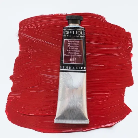 Sennelier Extra Fine Artists' Acrylic Paint, 60mL 655 Quinacridone Red Orange {4}