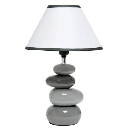 Simple Designs 17.5" Ceramic Stone Table Lamp Shades of Gray {1}