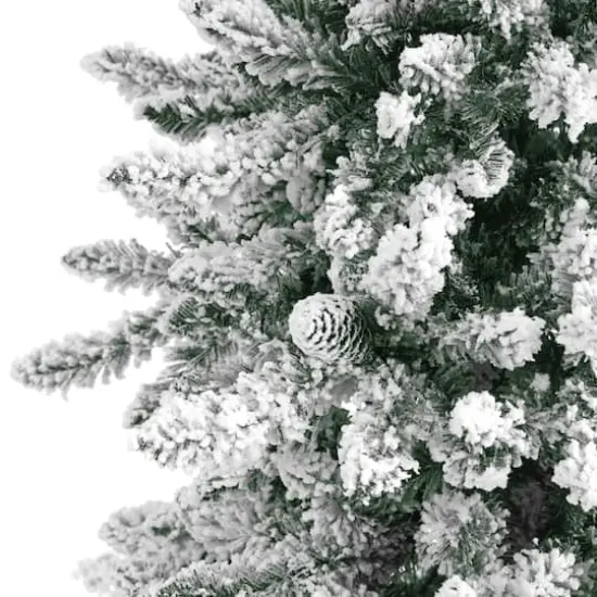 6ft. Unlit Flocked Livingston Fir with Pinecones Artificial Christmas Tree {4}