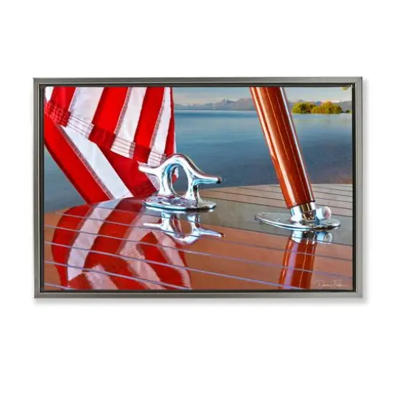 Stupell Industries Flag On Boat Hull Floater Framed Art Gray {1}
