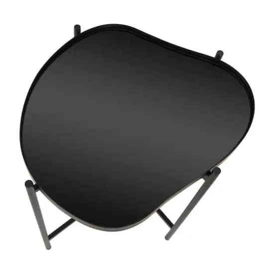Black Metal Abstract Wavy Accent Table with X-Shaped Base {6}