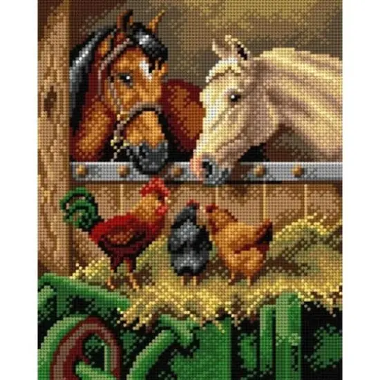 Orchidea Needlepoint Canvas For Halfstitch Without Yarn After Herbert Wiliam Weekes - Farmyard Friends - Printed Tapestry Canvas {1}