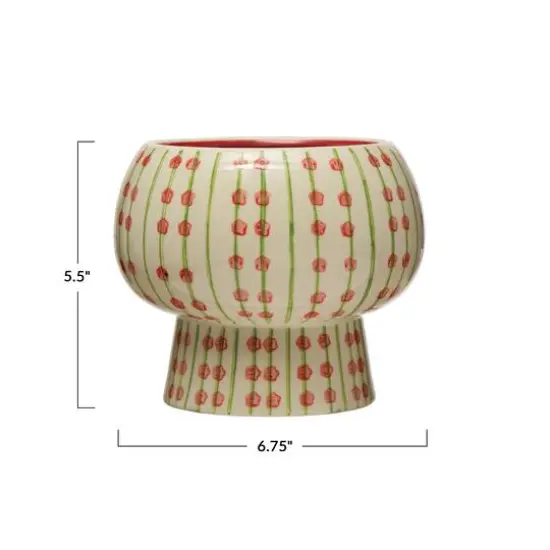 Hello Honey&reg; 7" Modern Hand Painted Multicolor Stoneware Planter with Design {6}