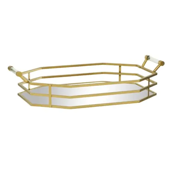 CosmoLiving by Cosmopolitan 27" Gold Metal Glam Tray {3}