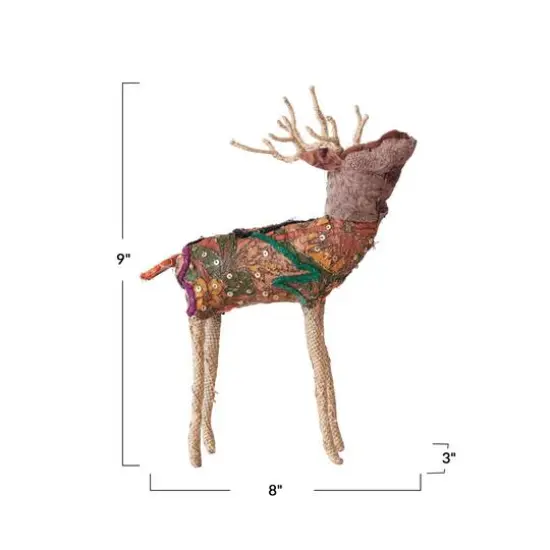 Hello Honey&reg; 9" Multicolor Embroidered Reindeer D&eacute;cor {4}