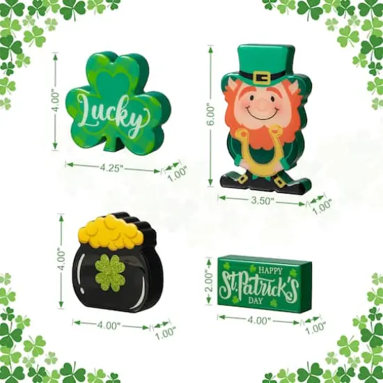 Glitzhome&reg; St. Patrick's Shamrock, Pot of Gold & Leprechaun Table D&eacute;cor Set {5}