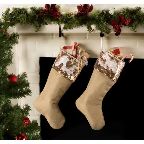 DII&reg; Champagne Sequin Linen Holiday Stocking Set {3}