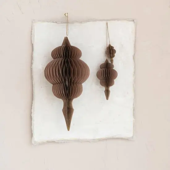 Hello Honey&reg; Brown Honeycomb Finial Paper Ornament Set {3}